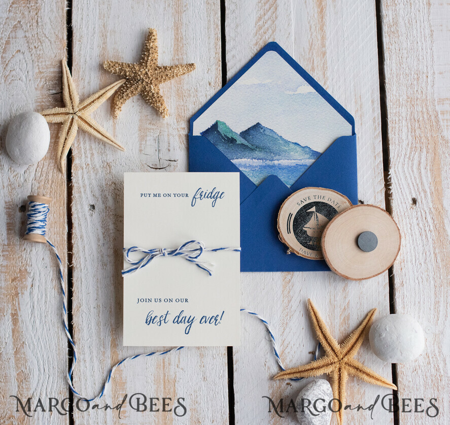 SAVE THE DATES beach travel magnets Personalised Beach Save the Date Magnets and Card, Travel Wedding Save The Dates , Wedding Destination Save The Date Cards