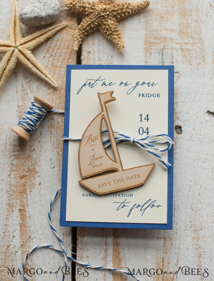SAVE THE DATES beach travel magnets Personalised Beach Save the Date Magnets and Card, Travel Navy Wedding Save The Dates , Wedding Destination Save The Date Cards