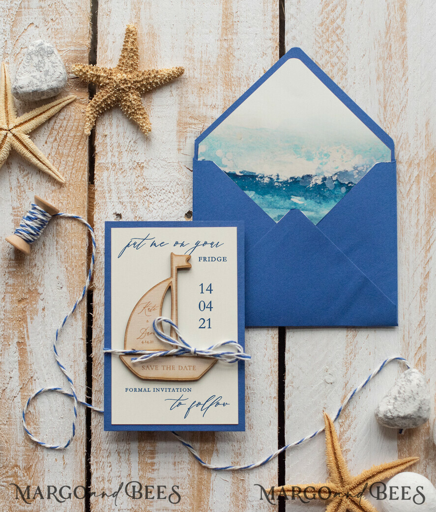 SAVE THE DATES beach travel magnets Personalised Beach Save the Date Magnets and Card, Travel Navy Wedding Save The Dates , Wedding Destination Save The Date Cards