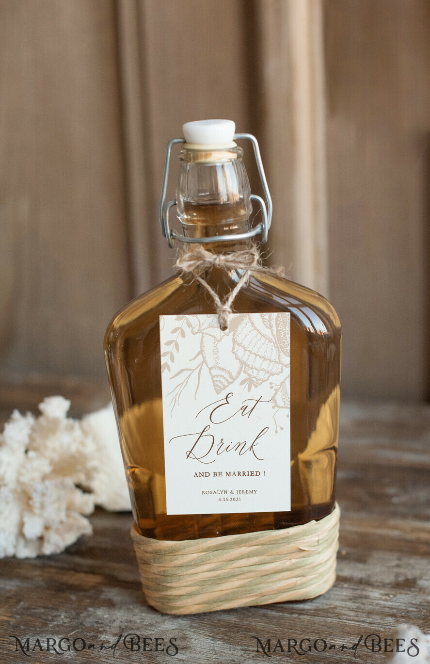 BEACH Custom drink wine label card beach wedding