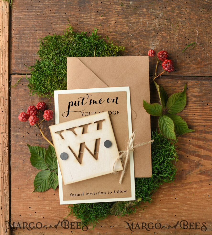 SAVE THE DATES rustic boho magnets Save the date personalized, Personalised Rustic Wooden Heart