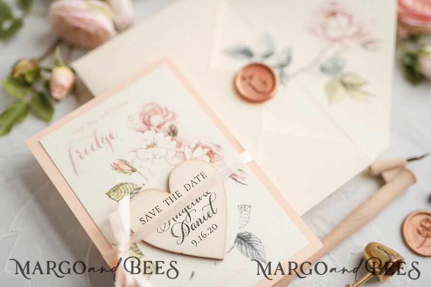 SAVE THE DATES rustic boho magnets Save the date handmade cards, Personalised Rustic Wooden Heart, ecru