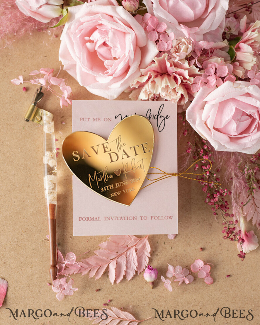 SAVE THE DATES rustic boho magnets Personalised Save the Date Hear Magnet and Card, Gold Elegant Wedding Save The Dates Acrylic Heart, Velvet Save The Date Cards