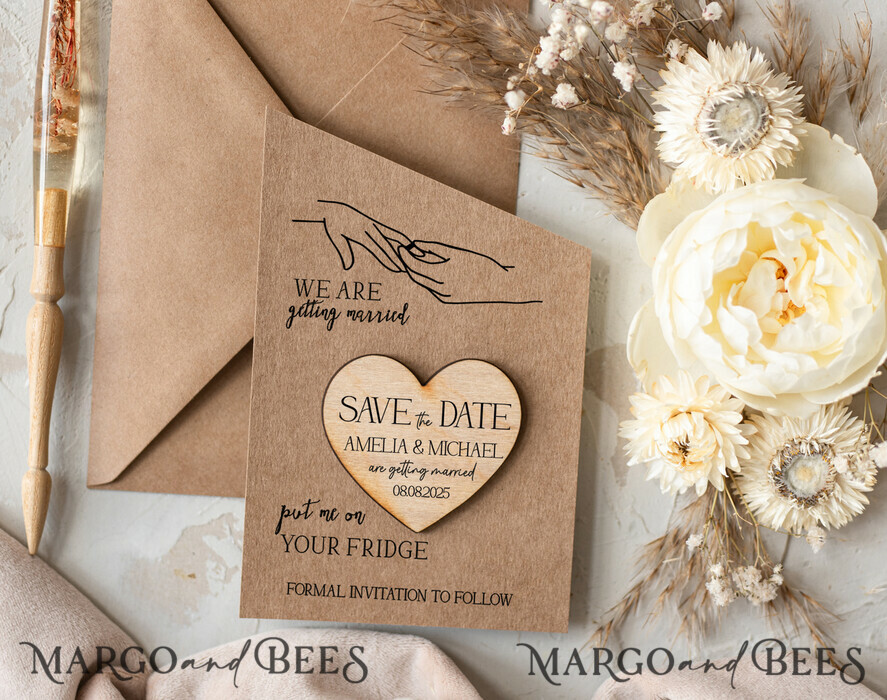 SAVE THE DATES rustic boho magnets Wedding Save The Date Card and Heart Magnet, Blush Pink Save Our Date Magnets, Boho save our dates Cards wooden Magnets Cards Romantic Pink Floral Wedding Save The Date Cards, Luxury Invites With Wooden Engraved Heart Magnet monoline Graphic,