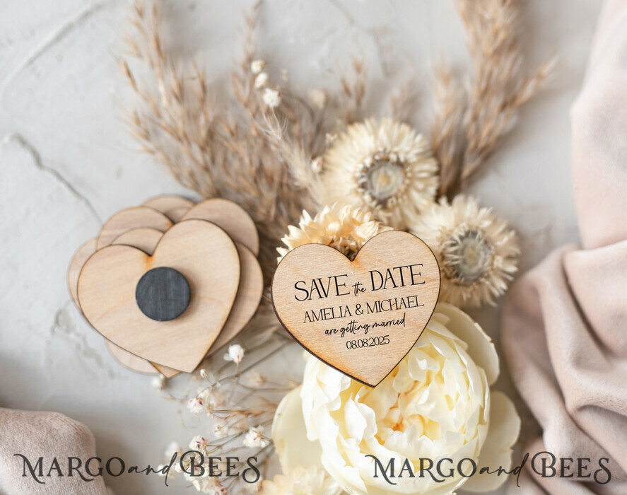 SAVE THE DATES rustic boho magnets Wedding Save The Date Card and Heart Magnet, Blush Pink Save Our Date Magnets, Boho save our dates Cards wooden Magnets Cards Romantic Pink Floral Wedding Save The Date Cards, Luxury Invites With Wooden Engraved Heart Magnet monoline Graphic,