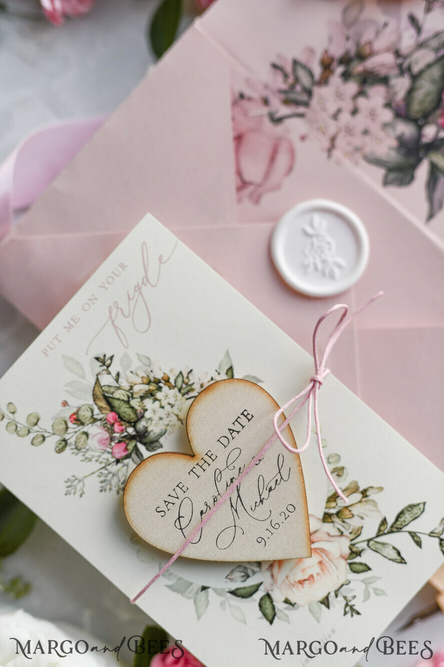 SAVE THE DATES rustic boho magnets Handmade Save the Date magnets cards Wedding Save The Date Card and Heart Magnet, Blush Pink Save Our Date Wood Magnets