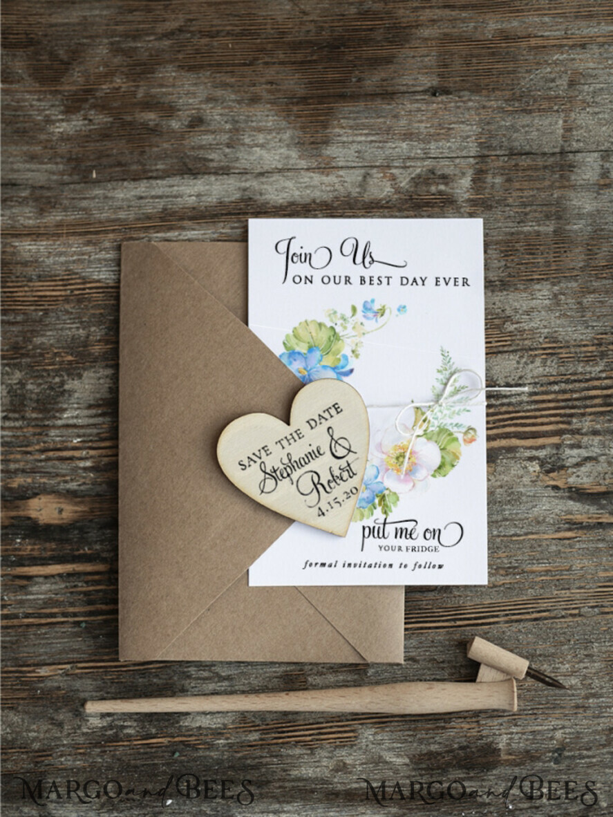 SAVE THE DATES rustic boho magnets Save the date handmade cards magnets uk fridge magnet Wedding Save The Date Card and Heart Magnet, Blush Pink Save Our Date Wood Magnets