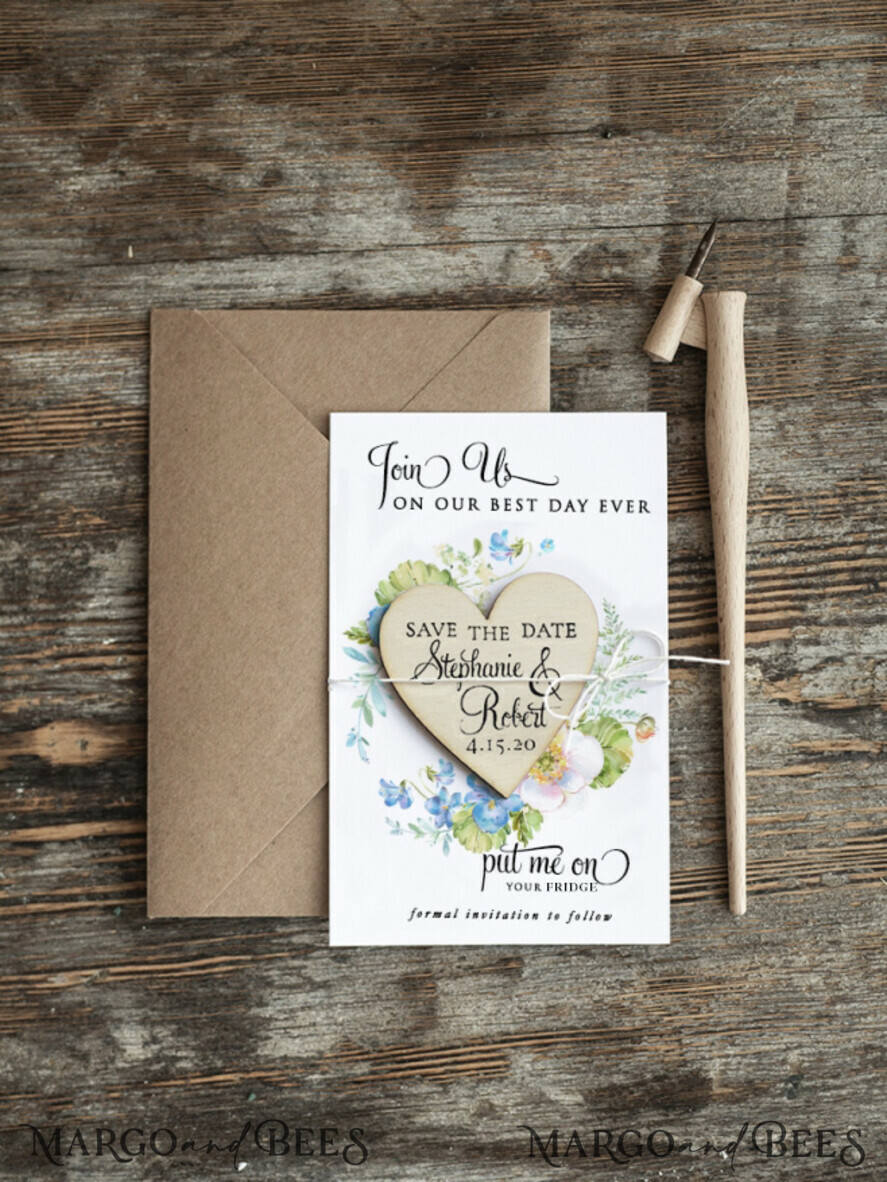 SAVE THE DATES rustic boho magnets Save the date handmade cards magnets uk fridge magnet Wedding Save The Date Card and Heart Magnet, Blush Pink Save Our Date Wood Magnets