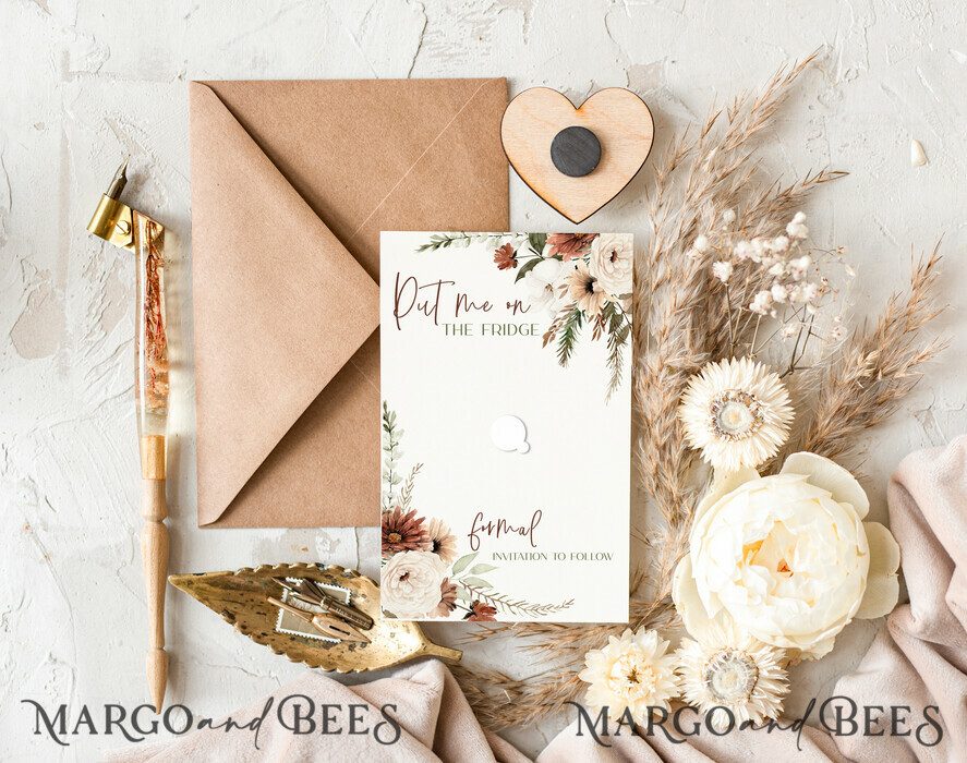 SAVE THE DATES rustic boho magnets Wedding Save The Date Card and Heart Magnet, Blush Pink Save Our Date Magnets, Boho save our dates Cards wooden Magnets Cards
