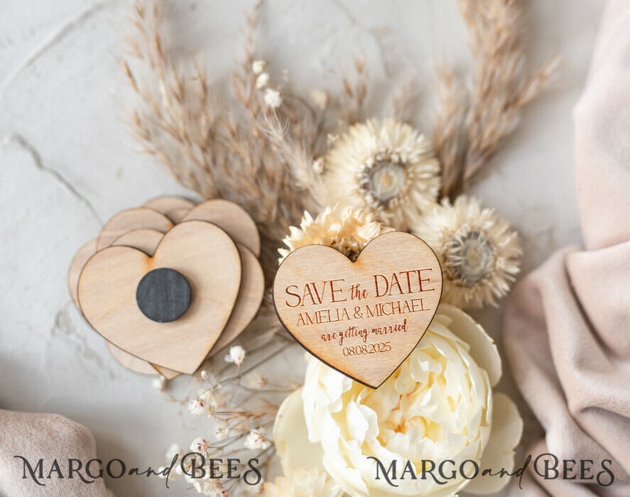 SAVE THE DATES rustic boho magnets Wedding Save The Date Card and Heart Magnet, Blush Pink Save Our Date Magnets, Boho save our dates Cards wooden Magnets Cards
