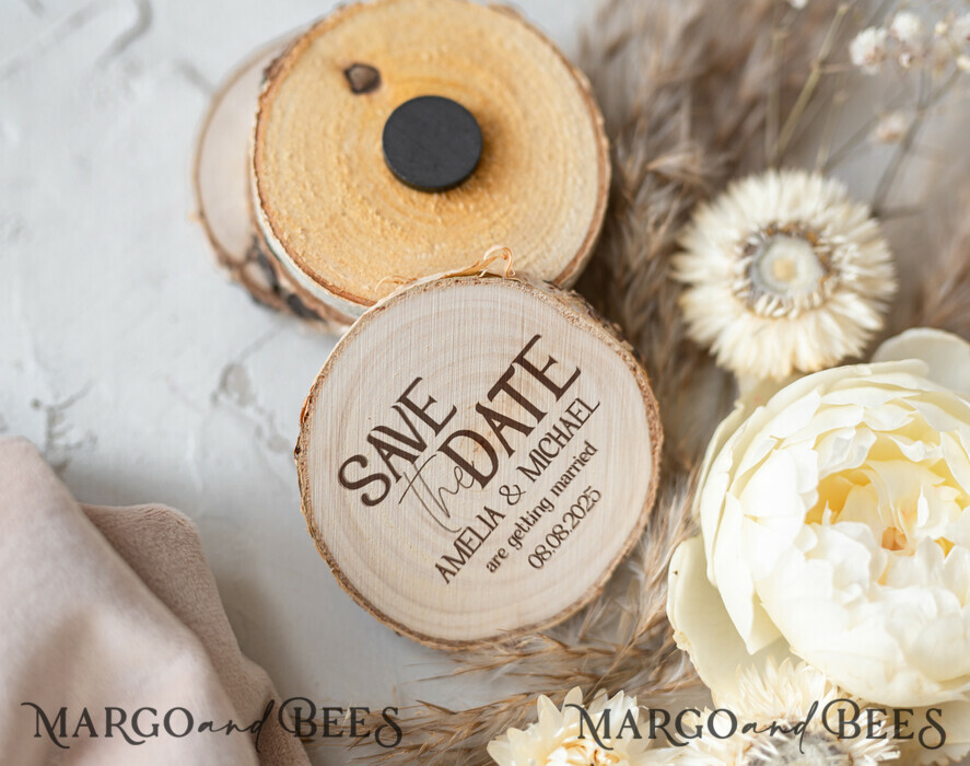 SAVE THE DATES rustic boho magnets Wedding Save The Date Card and wooden slice Magnet, craft Save Our Date wood slice Magnets, Boho save our dates Cards wooden Magnets Cards, boho wedding save the date cards and slice magnets