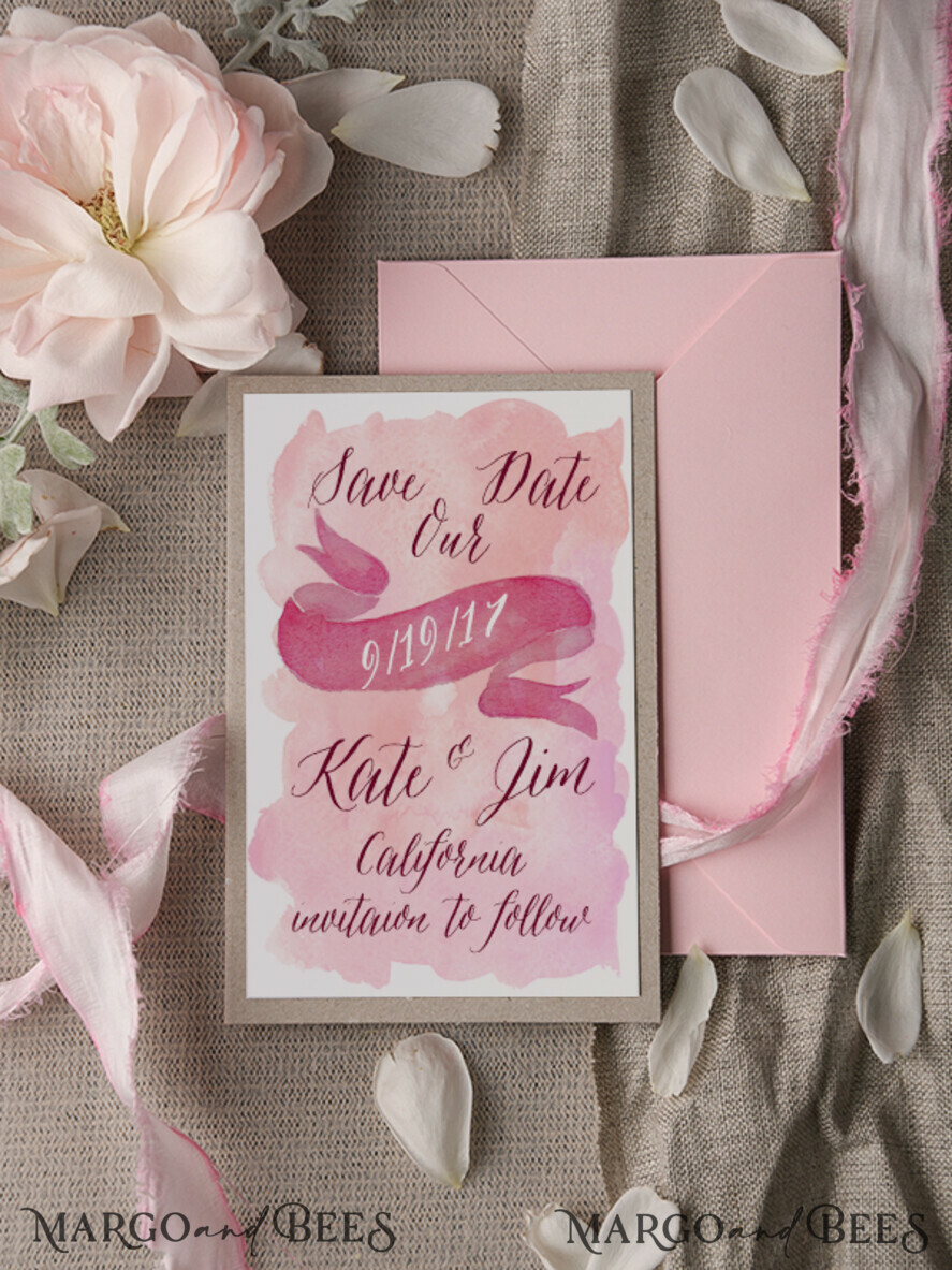 Save the date handmade cards, watercolor