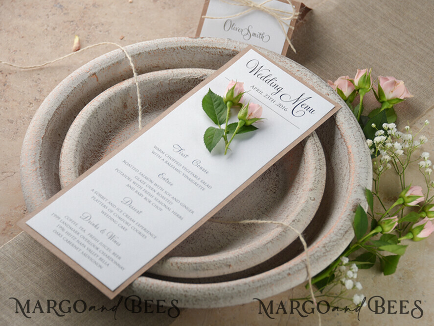 MENU & PROGRAMS rustic and lace Simple Rustic Glam Wedding Menu, Bespoke Vintage Wedding Menu Cards, Elegant Handmade Wedding Menus With Twine, Unique Custom Minimalist Wedding Menu Cards