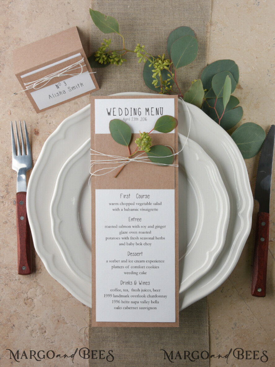 MENU & PROGRAMS rustic and lace Minimalistic White Wedding Menus, Elegant Rustic Wedding Menu Cards, Aesthetic Wedding Dinner Menu with Twine, Modern Wedding Menu, Delicate Classic Wedding Menu