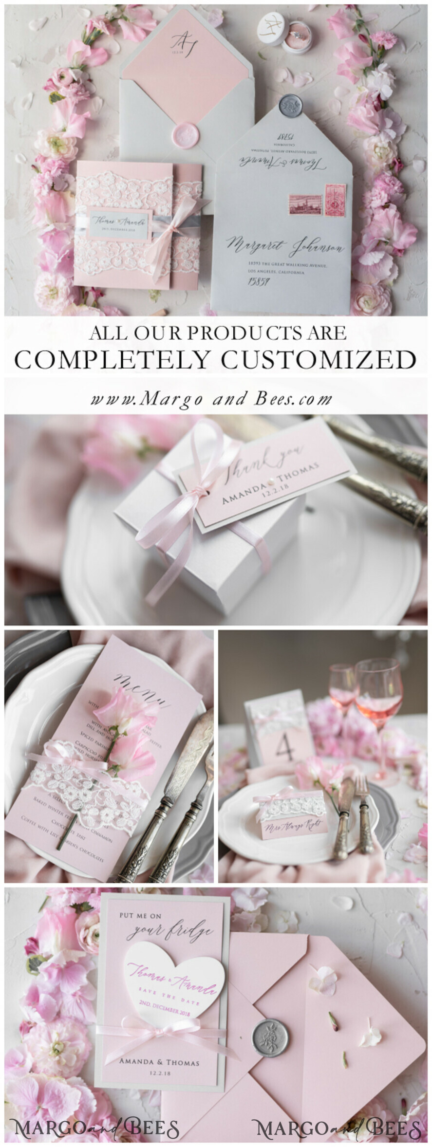 MENU & PROGRAMS rustic and lace Romantic Blush Pink Wedding Menu with Ribbon, Vintage Lace Personalized Menu Cards, Shabby Chic Wedding Menu with Floral Motif, Minimalistic Wedding Cards