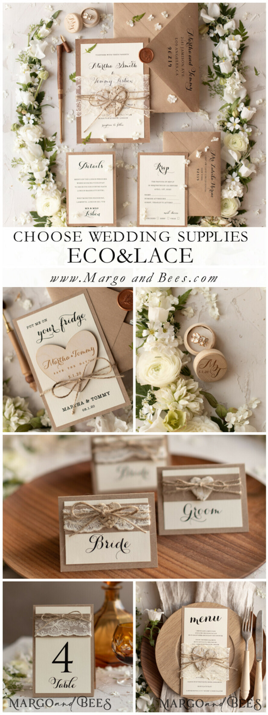 MENU & PROGRAMS rustic and lace Rustic Wedding Program with Lace, Barn Wedding Program, Eco Romantic Personalized Cards with Wooden Heart, Simple Rustic Lace Wedding Program, Elegant Booklet Ecru Wedding Cards