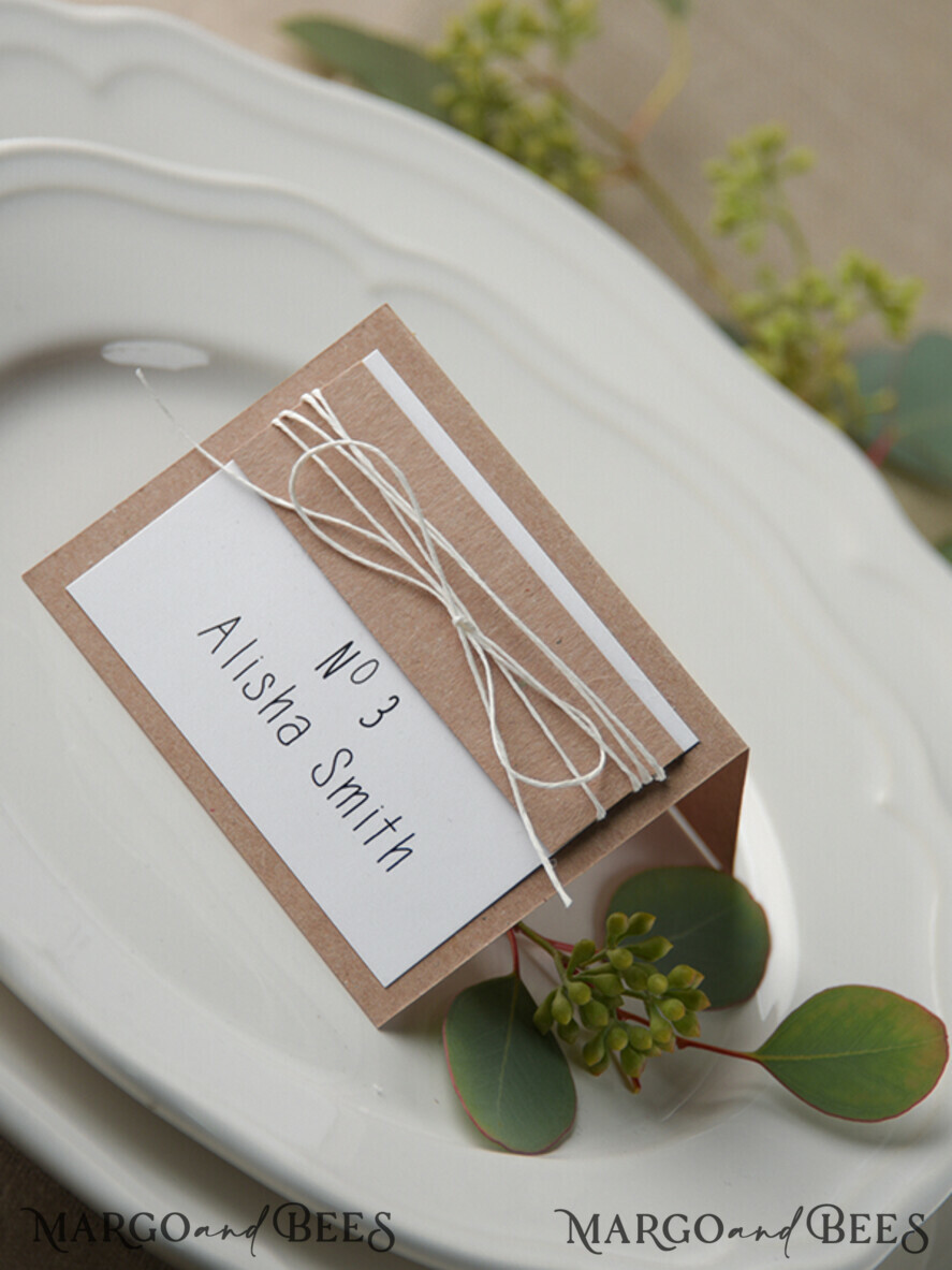 PLACE CARDS / TABLE CARDS rustic and lace Elegant Eco White Wedding Place Cards with White Twine, White and Eco Paper Wedding Name Tags with White Twine, Rustic Wedding Stationery, Editable Text