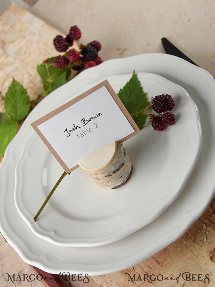 PLACE CARDS / TABLE CARDS rustic and lace Romantic Eco Brown Wedding Place Cards, White Name Place Cards, White and Eco Rustic Wedding Stationery, Elegant Rustic Wedding Place Cards, Editable Wording