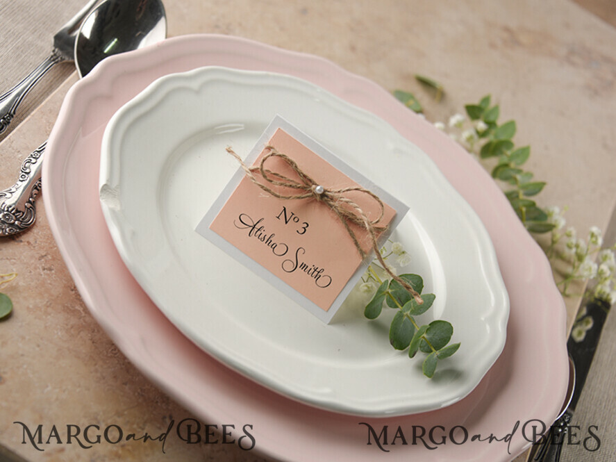 PLACE CARDS / TABLE CARDS rustic and lace Rustic Eco Pink Wedding Place Cards, Delicate Wedding Name Tag with Burlap Twine Decor, Unique Romantic Rustic Wedding Stationery, Editable Text, Custom Cards