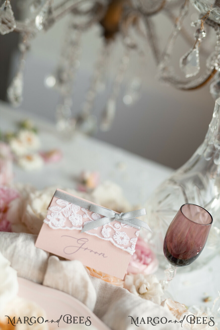 PLACE CARDS / TABLE CARDS rustic and lace matched lace