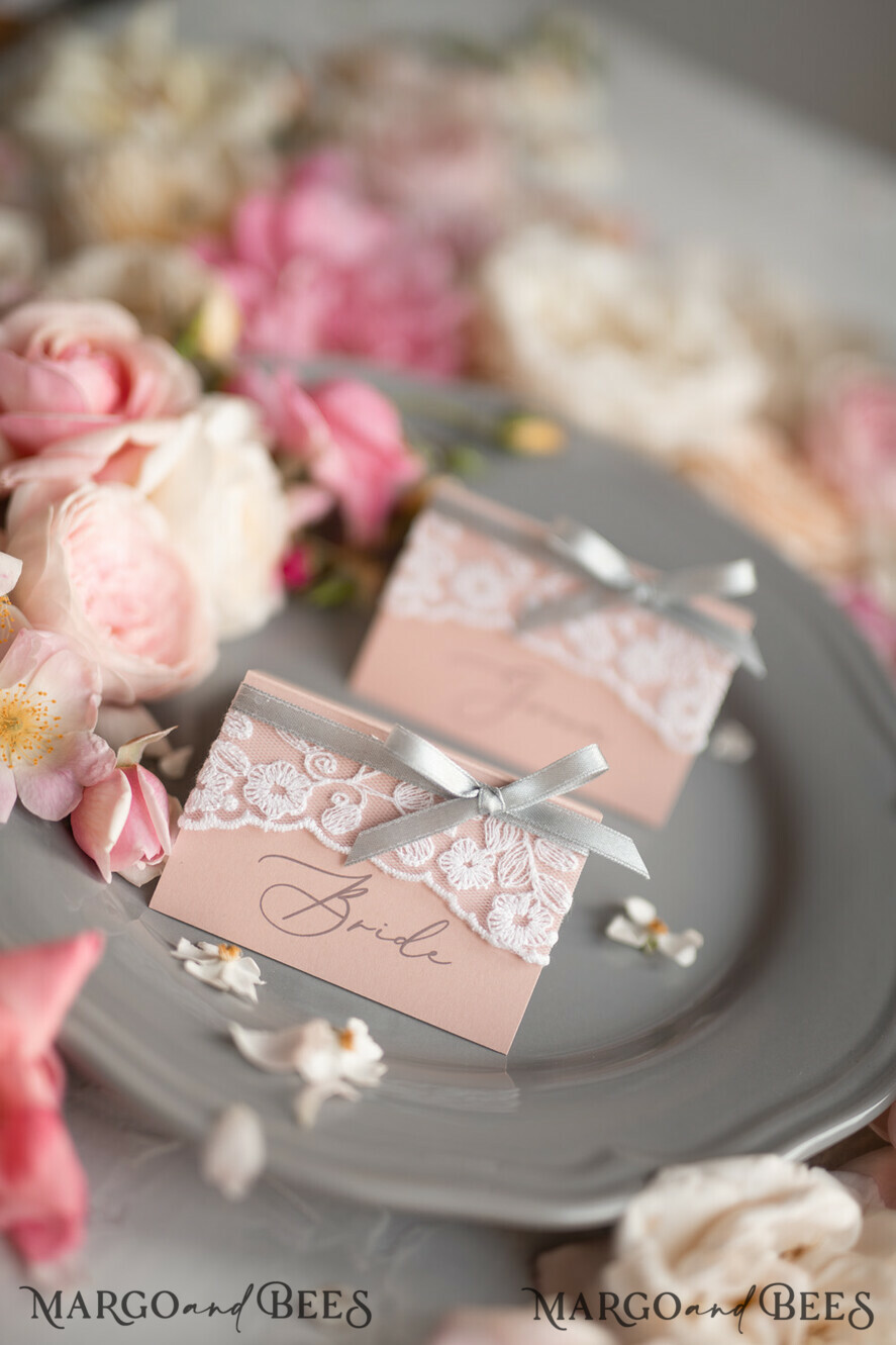 PLACE CARDS / TABLE CARDS rustic and lace matched lace