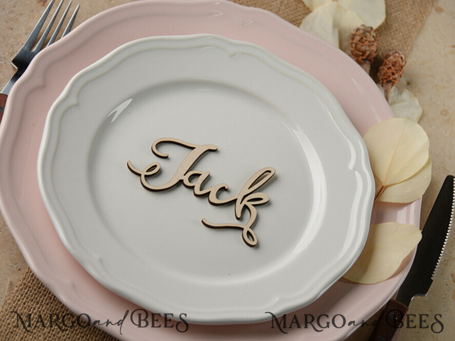 PLACE CARDS / TABLE CARDS Acrylic Gold Clear / Wood 3D Custom Wedding 3D Wood Place Cards, Rustic Name Wooden Escort Cards, Boho Laser Cut Name Cards, Laser Cut Guest Names Wedding Cards, Rustic Wedding Place Card