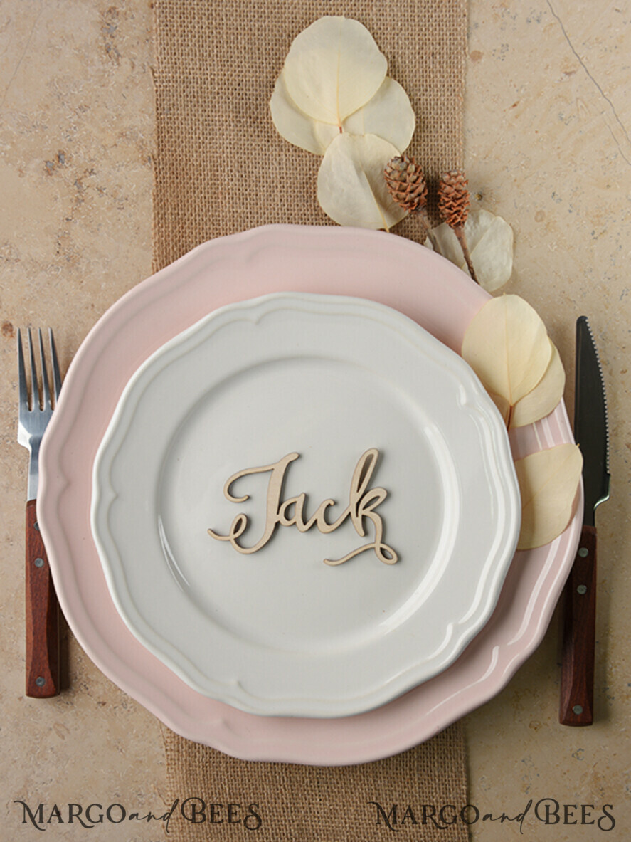 PLACE CARDS / TABLE CARDS Acrylic Gold Clear / Wood 3D Custom Wedding 3D Wood Place Cards, Rustic Name Wooden Escort Cards, Boho Laser Cut Name Cards, Laser Cut Guest Names Wedding Cards, Rustic Wedding Place Card