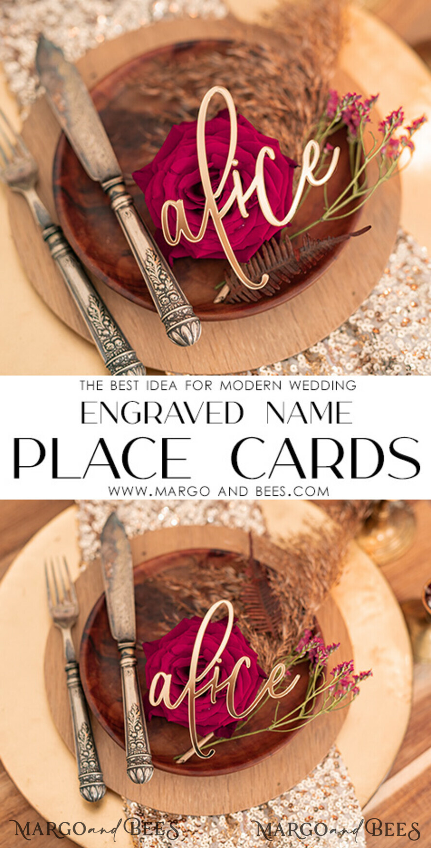 PLACE CARDS / TABLE CARDS Acrylic Gold Clear / Wood 3D Laser Cut Names Gold Place Cards, Acrylic Place Card, Gold 3D Wedding Place Cards, GOLD Mirror Custom Escort Cards, Acrylic Laser Cut Place Names, Editable Text