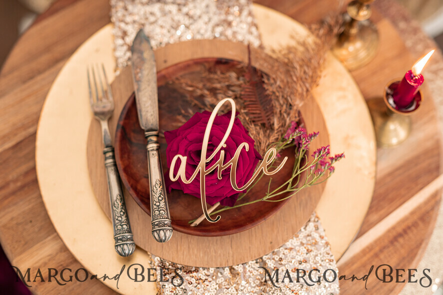 PLACE CARDS / TABLE CARDS Acrylic Gold Clear / Wood 3D Laser Cut Names Gold Place Cards, Acrylic Place Card, Gold 3D Wedding Place Cards, GOLD Mirror Custom Escort Cards, Acrylic Laser Cut Place Names, Editable Text