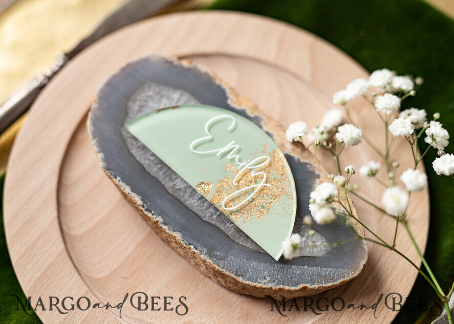 PLACE CARDS / TABLE CARDS Acrylic Gold Clear / Wood 3D Acrylic Arch Sage Green Flat Place Card, Painted Acrylic & Gold Flat Place Card, Greenery Gold Plexi Flat Place Card, Garden Luxury Wedding Table Decor
