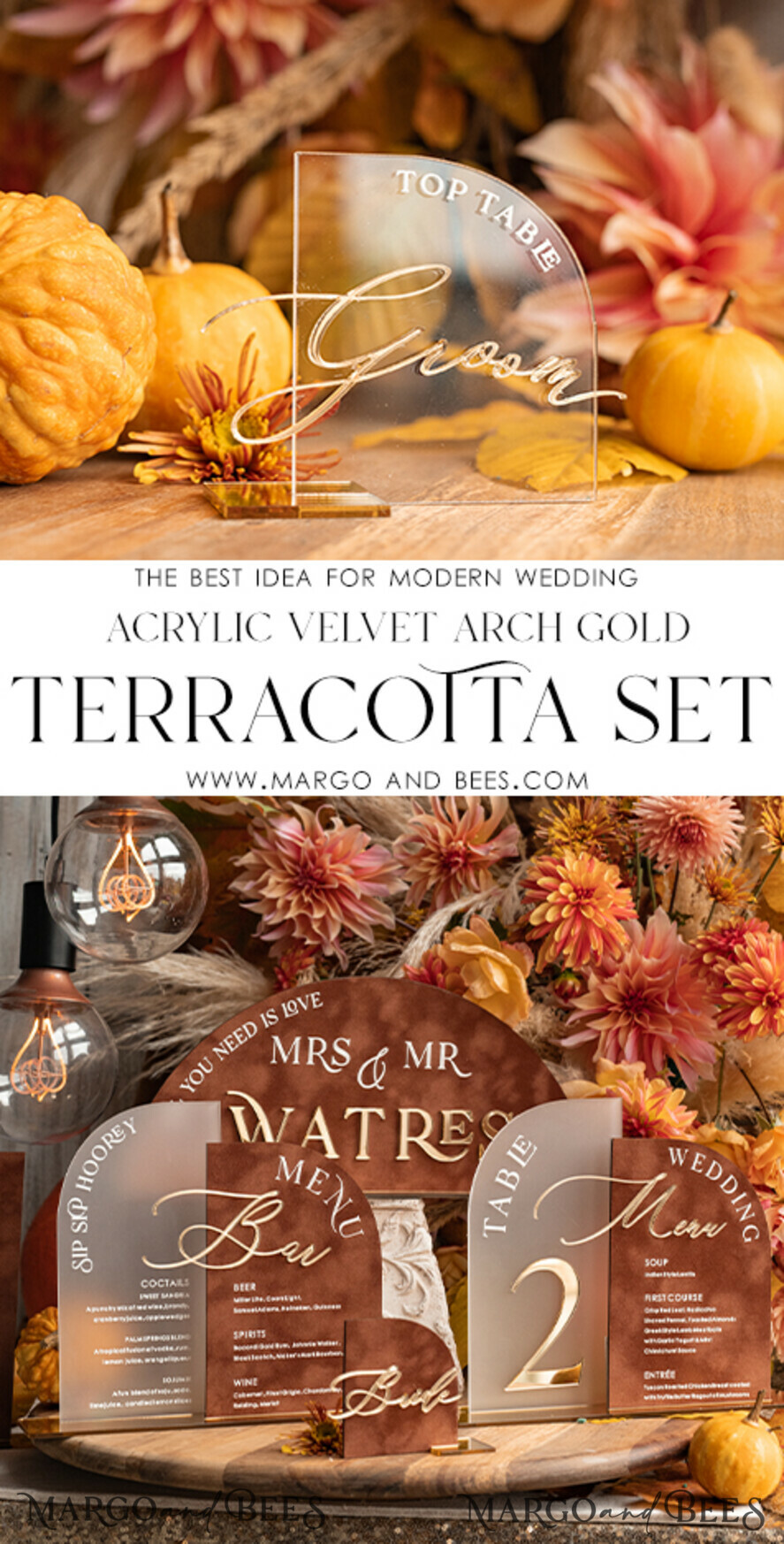 PLACE CARDS / TABLE CARDS Acrylic Gold Clear / Wood 3D Modern half arch Acrylic Place card with stand, Wedding seat Cards, Plexi glass Clear Name Card premium, luxury seating card, Golden 3D Guest Names Card