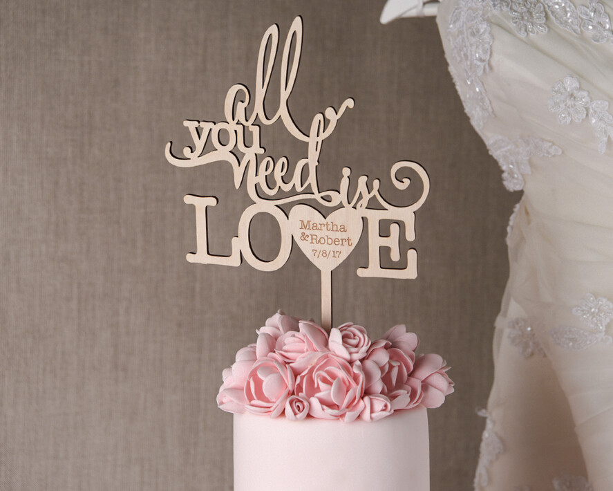 CAKE TOPPER wood wedding cake topper, lasercut wooden cake topper