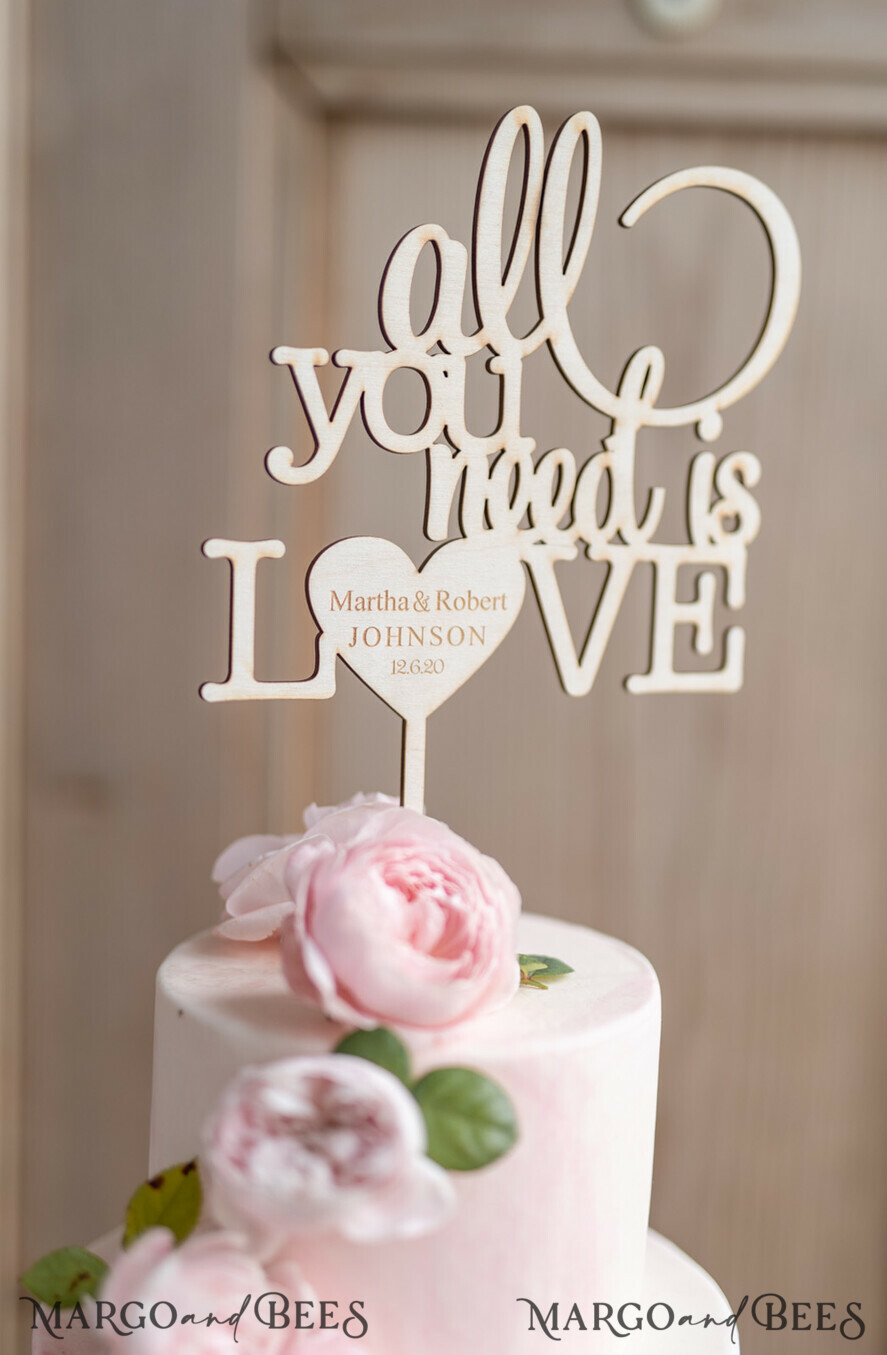 CAKE TOPPER wood wedding cake topper, wooden cake topper