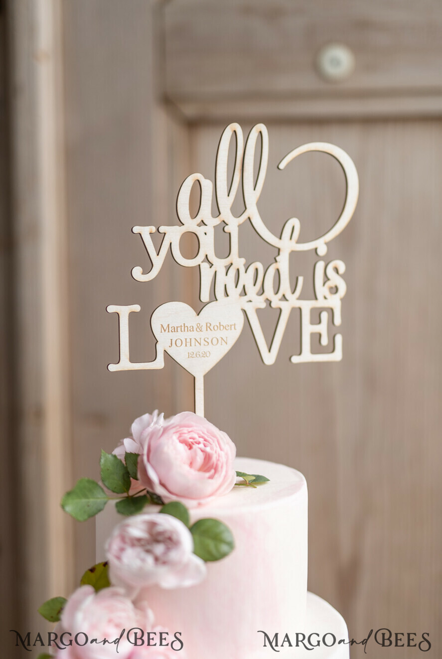CAKE TOPPER wood wedding cake topper, wooden cake topper