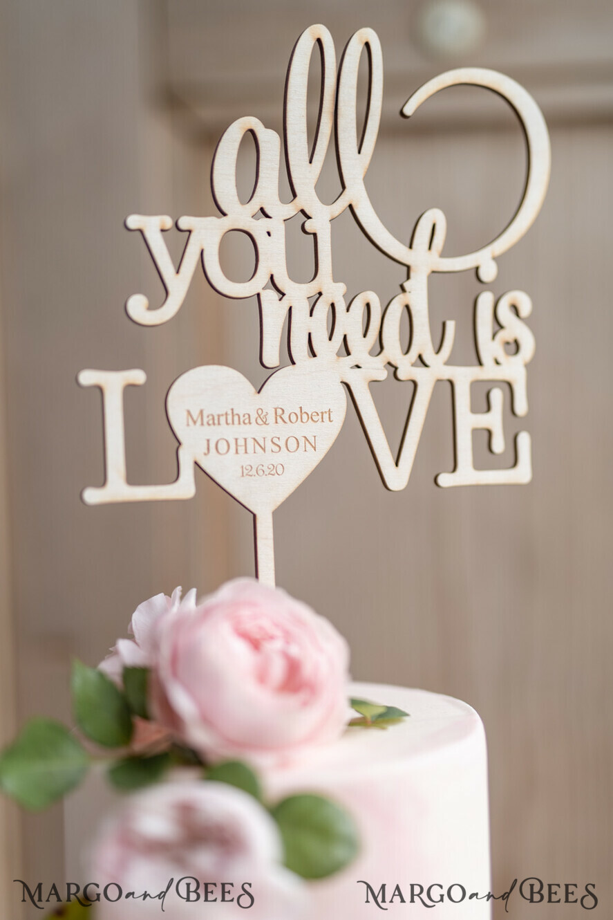 CAKE TOPPER wood wedding cake topper, wooden cake topper