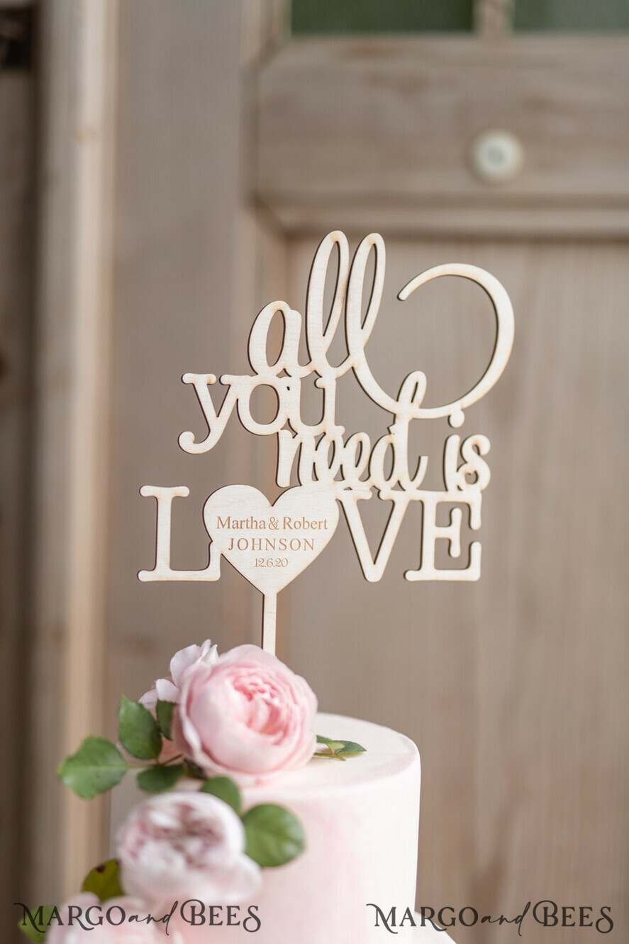 CAKE TOPPER wood wedding cake topper, wooden cake topper