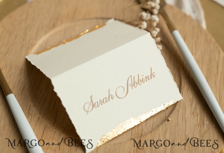 PLACE CARDS / TABLE CARDS Luxury Premium Glitter/ Gold/ Silver/ Rose Gold Romantic Gold Foil Wedding Place Cards, Ivory Wedding Escort Card with deckled edges, Elegant place cards, Personalized wedding decoration