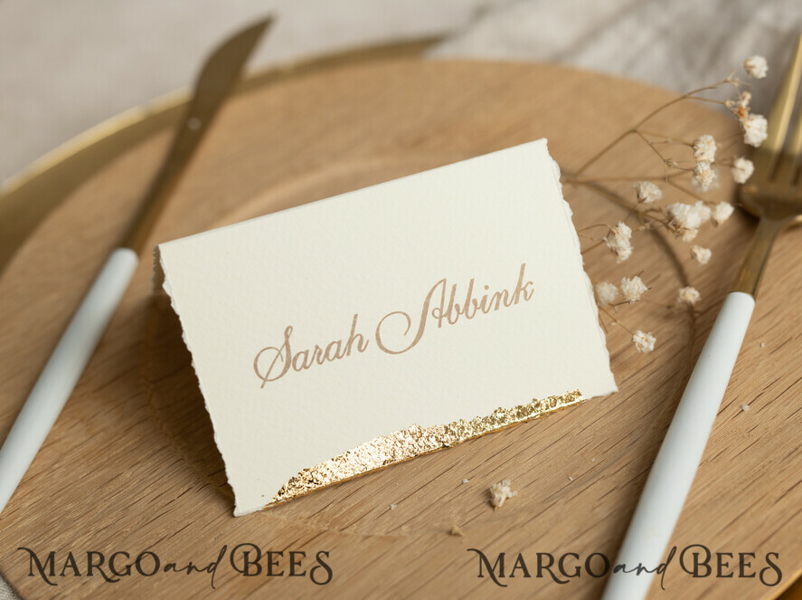 PLACE CARDS / TABLE CARDS Luxury Premium Glitter/ Gold/ Silver/ Rose Gold Romantic Gold Foil Wedding Place Cards, Ivory Wedding Escort Card with deckled edges, Elegant place cards, Personalized wedding decoration