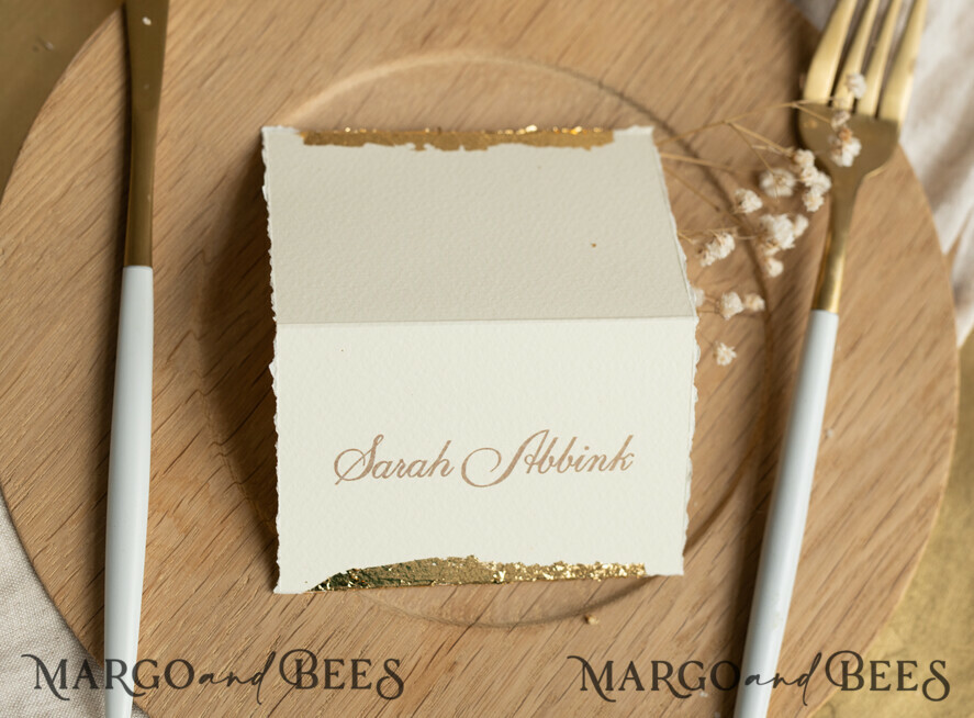 PLACE CARDS / TABLE CARDS Luxury Premium Glitter/ Gold/ Silver/ Rose Gold Romantic Gold Foil Wedding Place Cards, Ivory Wedding Escort Card with deckled edges, Elegant place cards, Personalized wedding decoration
