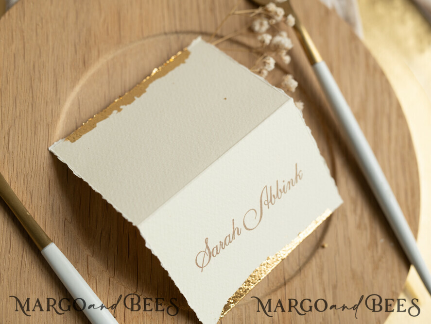 PLACE CARDS / TABLE CARDS Luxury Premium Glitter/ Gold/ Silver/ Rose Gold Romantic Gold Foil Wedding Place Cards, Ivory Wedding Escort Card with deckled edges, Elegant place cards, Personalized wedding decoration