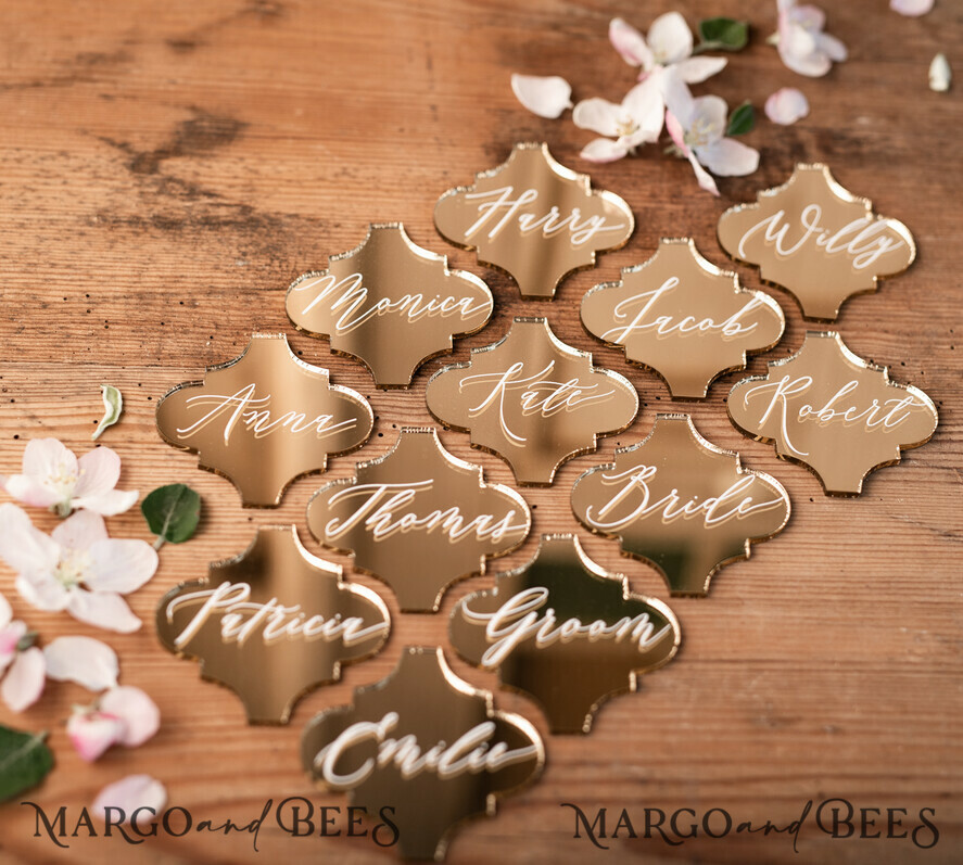PLACE CARDS / TABLE CARDS Luxury Premium Glitter/ Gold/ Silver/ Rose Gold Gold Acrylic Place Cards, 3D Gold Luxurious Wedding Seating Name Card, Elegant Acrylic Wedding Name Tags, Custom Laser Engraved Escort Cards, Editable Text
