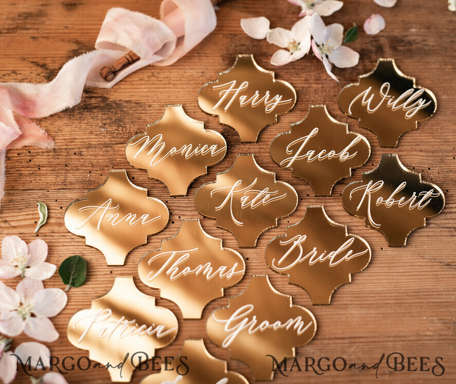 PLACE CARDS / TABLE CARDS Luxury Premium Glitter/ Gold/ Silver/ Rose Gold Gold Acrylic Place Cards, 3D Gold Luxurious Wedding Seating Name Card, Elegant Acrylic Wedding Name Tags, Custom Laser Engraved Escort Cards, Editable Text