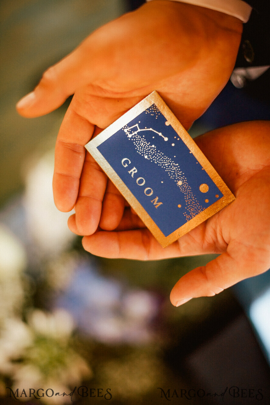 PLACE CARDS / TABLE CARDS Luxury Premium Glitter/ Gold/ Silver/ Rose Gold Galaxy Blue Wedding Place Cards with Gold Foil Printout, Stars Wedding Name Tags, Modern Wedding Stationery, Luxury Gold Foil Wedding Place Cards, Custom text