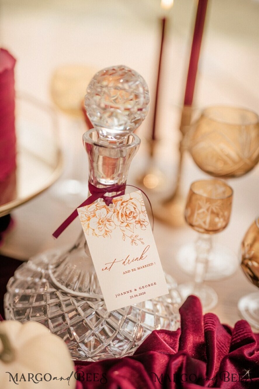 glitter Wedding stationery elegant drink label glam gold