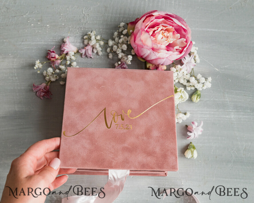 RING BEARER BOXES & PILLOWS Velvet ring box for wedding ceremony Luxury Velvet acrylic Wedding rings Box, Glamour blush pink and gold Wedding rings Box,Elegant Wedding Box velvet blusch Pink, Handmade Wedding rings Box