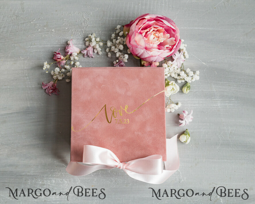 RING BEARER BOXES & PILLOWS Velvet ring box for wedding ceremony Luxury Velvet acrylic Wedding rings Box, Glamour blush pink and gold Wedding rings Box,Elegant Wedding Box velvet blusch Pink, Handmade Wedding rings Box