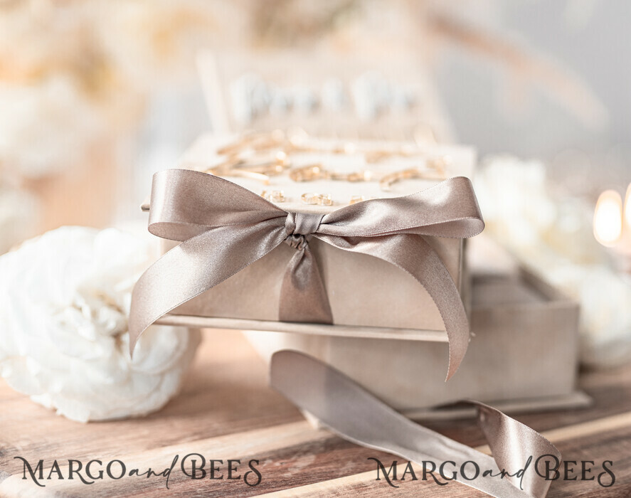 RING BEARER BOXES & PILLOWS Velvet ring box for wedding ceremony Beige Pink Golden velvet Wedding Ring Box for ceremony, Ring Box for Wedding Ceremony 3 rings velvet, Boho Glam Wedding Ring Boxes his hers, Luxury Velvet Ring box double Custom Colors
