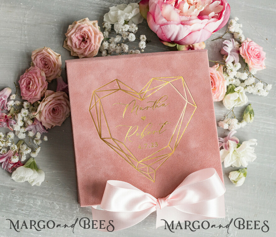 RING BEARER BOXES & PILLOWS Velvet ring box for wedding ceremony Elegant Velvet blush pink Wedding rings Box, Glamour gold Wedding rings Box, Elegant Acrylic Wedding Box velvet blusch Pink Wedding rings Box