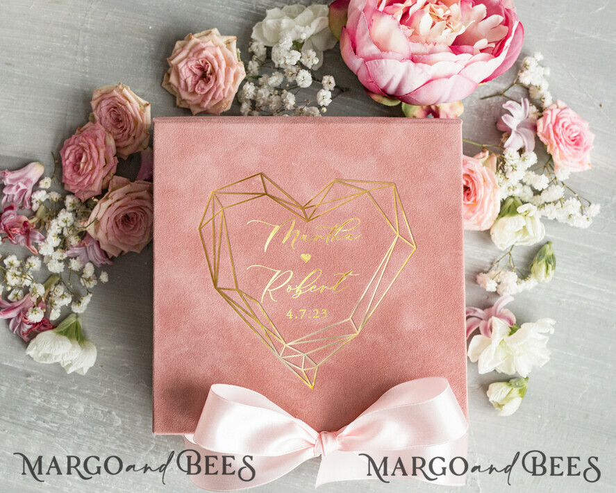 RING BEARER BOXES & PILLOWS Velvet ring box for wedding ceremony Elegant Velvet blush pink Wedding rings Box, Glamour gold Wedding rings Box, Elegant Acrylic Wedding Box velvet blusch Pink Wedding rings Box