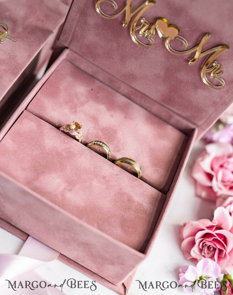 RING BEARER BOXES & PILLOWS Velvet ring box for wedding ceremony Personalised wedding box his and hers, Handmade wedding ring pillow • Glitter Ring Bearer Pillow • Boho Glam Ring Bearer